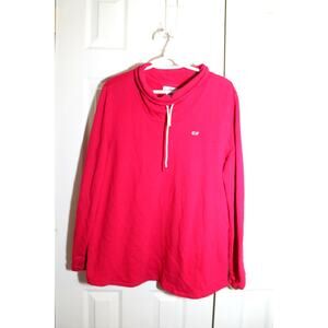 Vineyard Vines Red French Terry Funnel Neck Pullover sz M